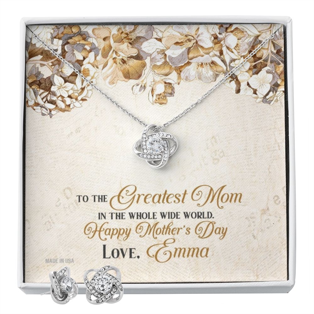 Custom To The Greatest Mom Mothers Day Ideas 14k White Gold Interlocking Heart Pendant Necklace Jewelry Gifts For Mom Wife Grandma Auntie - Delicate Leather