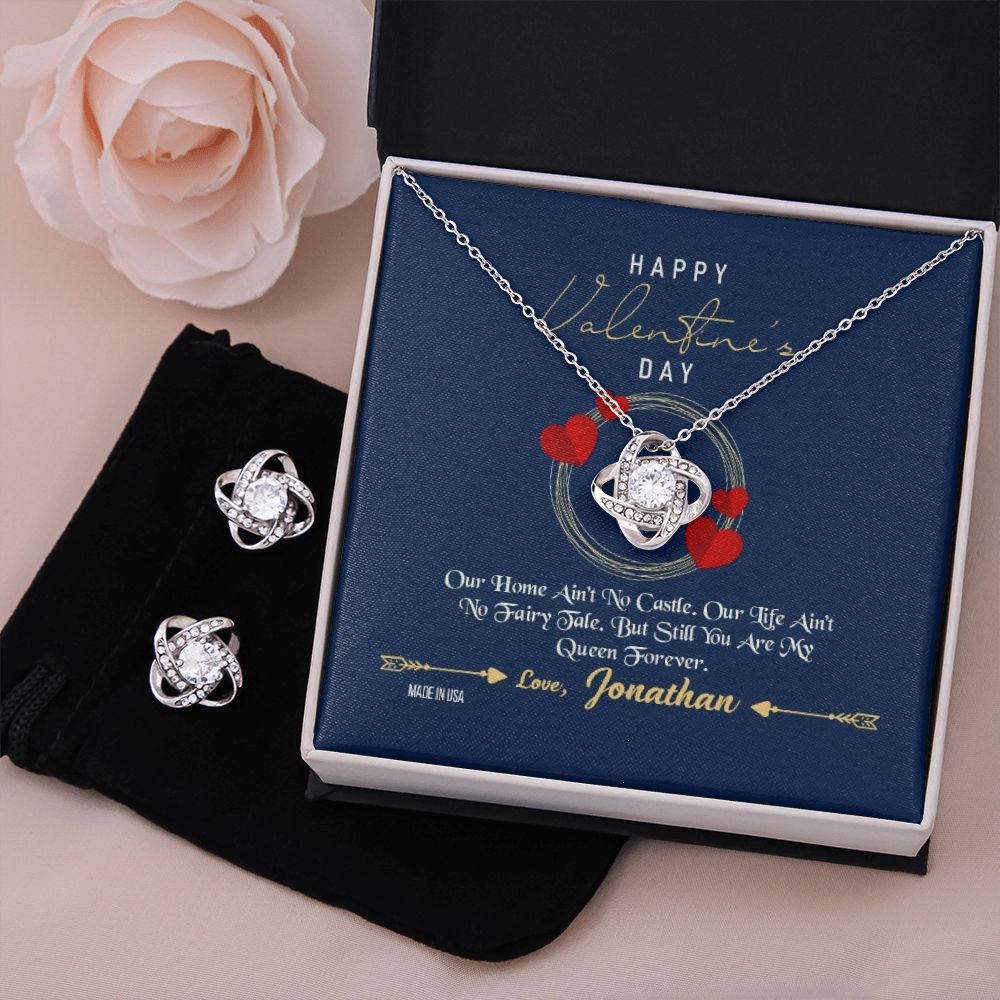 Custom Name To My Wife Happy Valentines Day 14k White Gold Pendant Chain Necklace Jewelry Gift for Wife Fiancee Woman - Delicate Leather