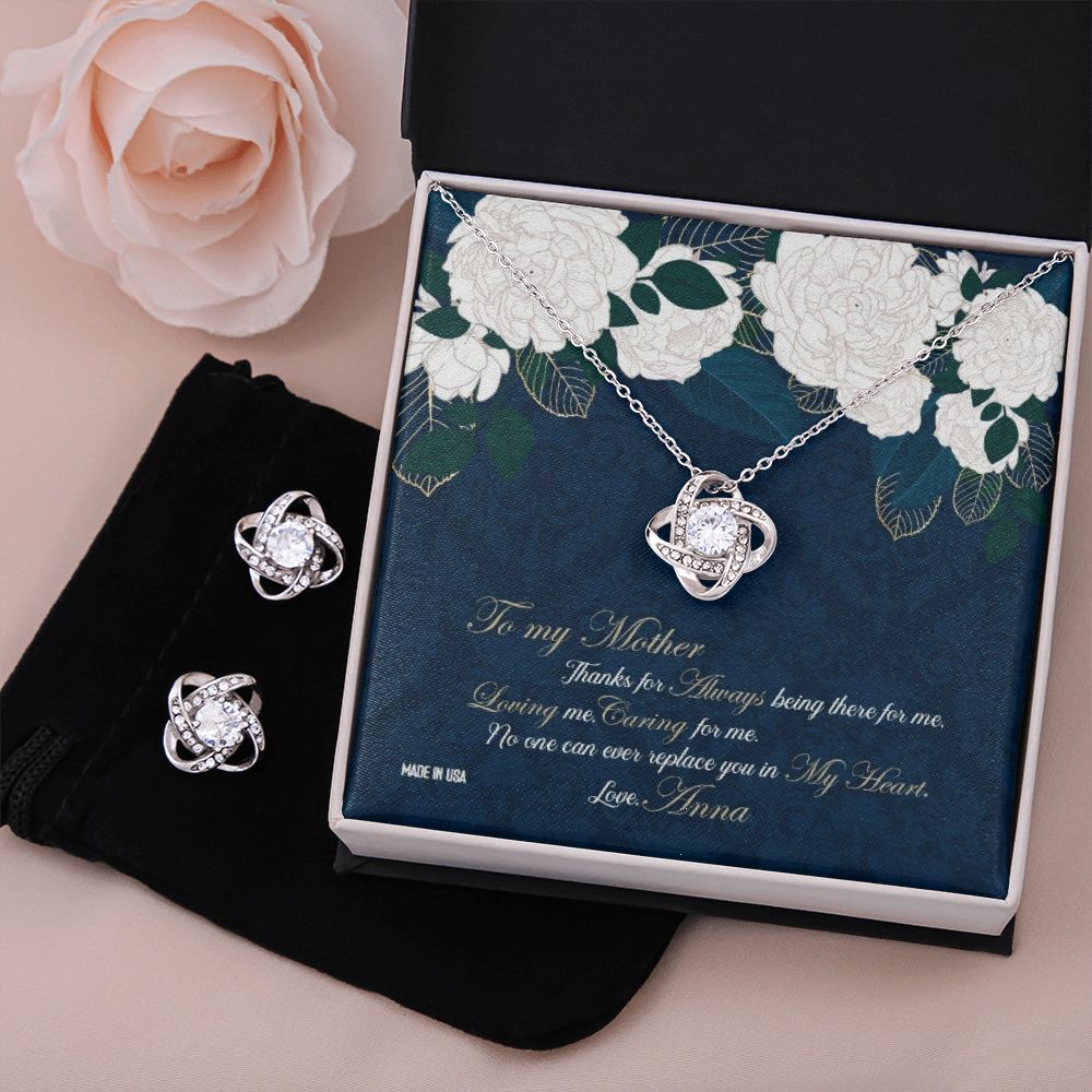 Custom Happy Mothers Day 01 14k White Gold Interlocking Heart Pendant Necklace Jewelry Gifts For Mom Wife Grandma Auntie - Delicate Leather