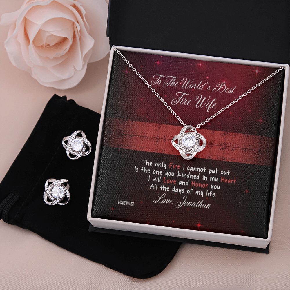 Custom Name To My Fireman Wife 14k White Gold Pendant Chain Necklace Jewelry with Message Card Gift for Wife Fiancee Woman Mother Day - Delicate Leather