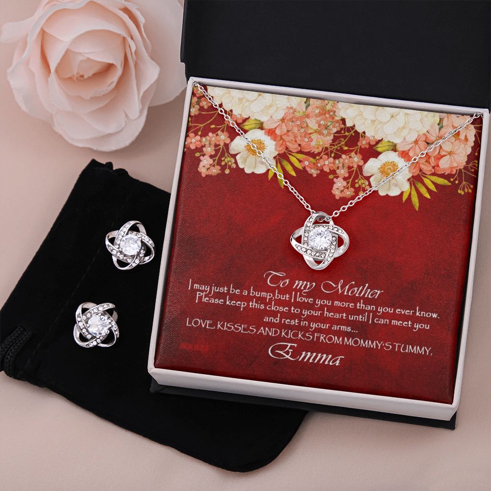 Custom I May Just Be A Bump Mothers Day Ideas 14k White Gold Interlocking Heart Pendant Necklace Jewelry Gifts For Mom Wife Grandma Auntie - Delicate Leather