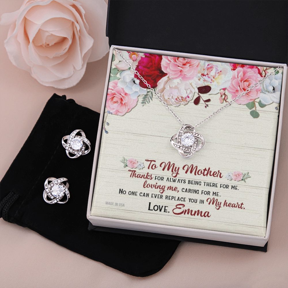 Custom No One Can Ever Replace You In My Heart Mothers Day Ideas 14k White Gold Interlocking Heart Pendant Necklace Jewelry Gifts For Mom Wife Grandma Auntie - Delicate Leather