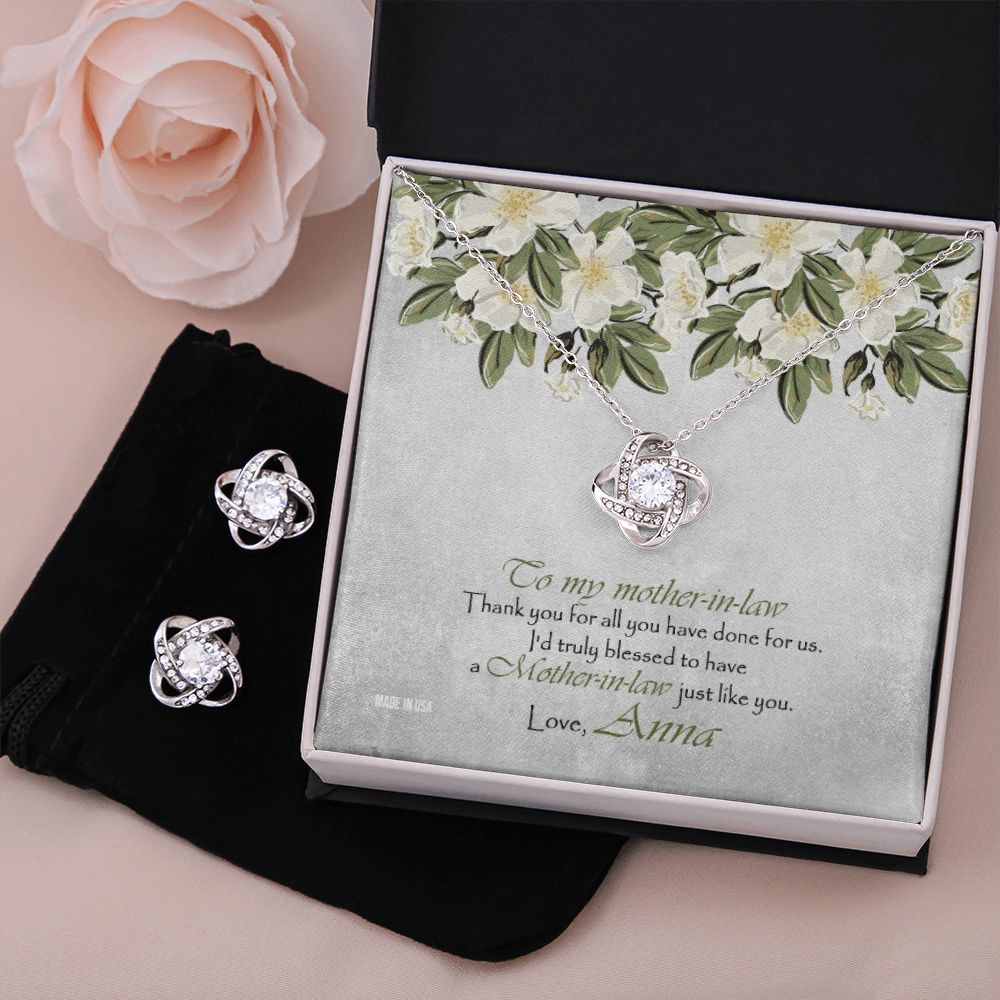 Custom Mother In Law 14k White Gold Interlocking Heart Pendant Necklace Jewelry Gifts For Mom Wife Grandma Auntie Mother Day - Delicate Leather