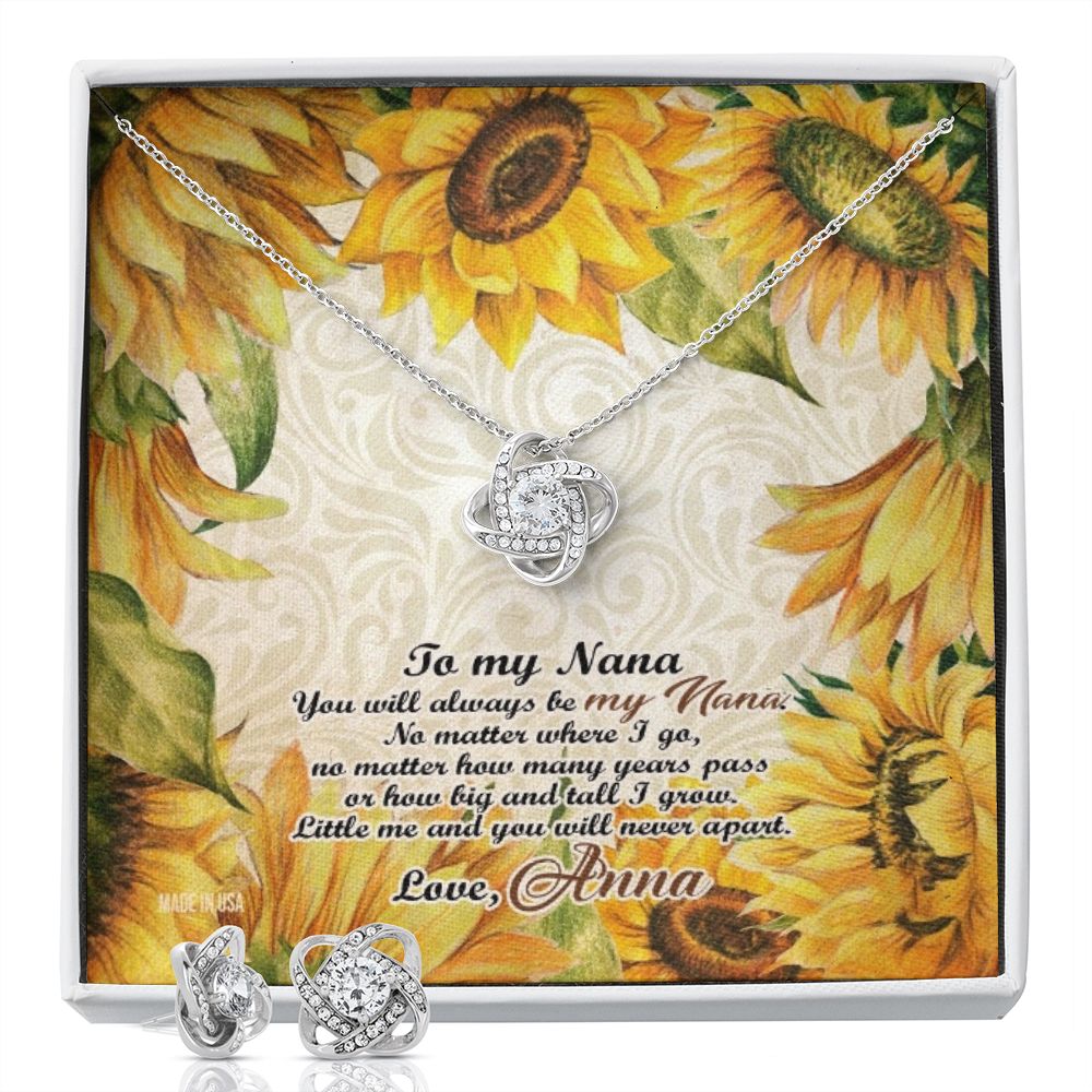 Custom Nana Sunflower Mothers Day Ideas 14k White Gold Interlocking Heart Pendant Necklace Jewelry Gifts For Mom Wife Grandma Auntie - Delicate Leather