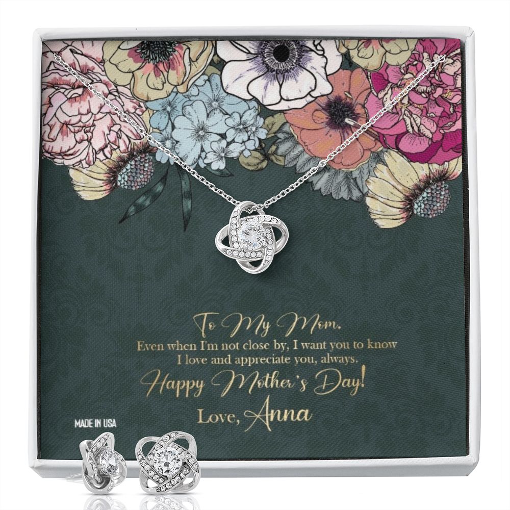 Custom Happy Mothers Day 03 14k White Gold Interlocking Heart Pendant Necklace Jewelry Gifts For Mom Wife Grandma Auntie - Delicate Leather