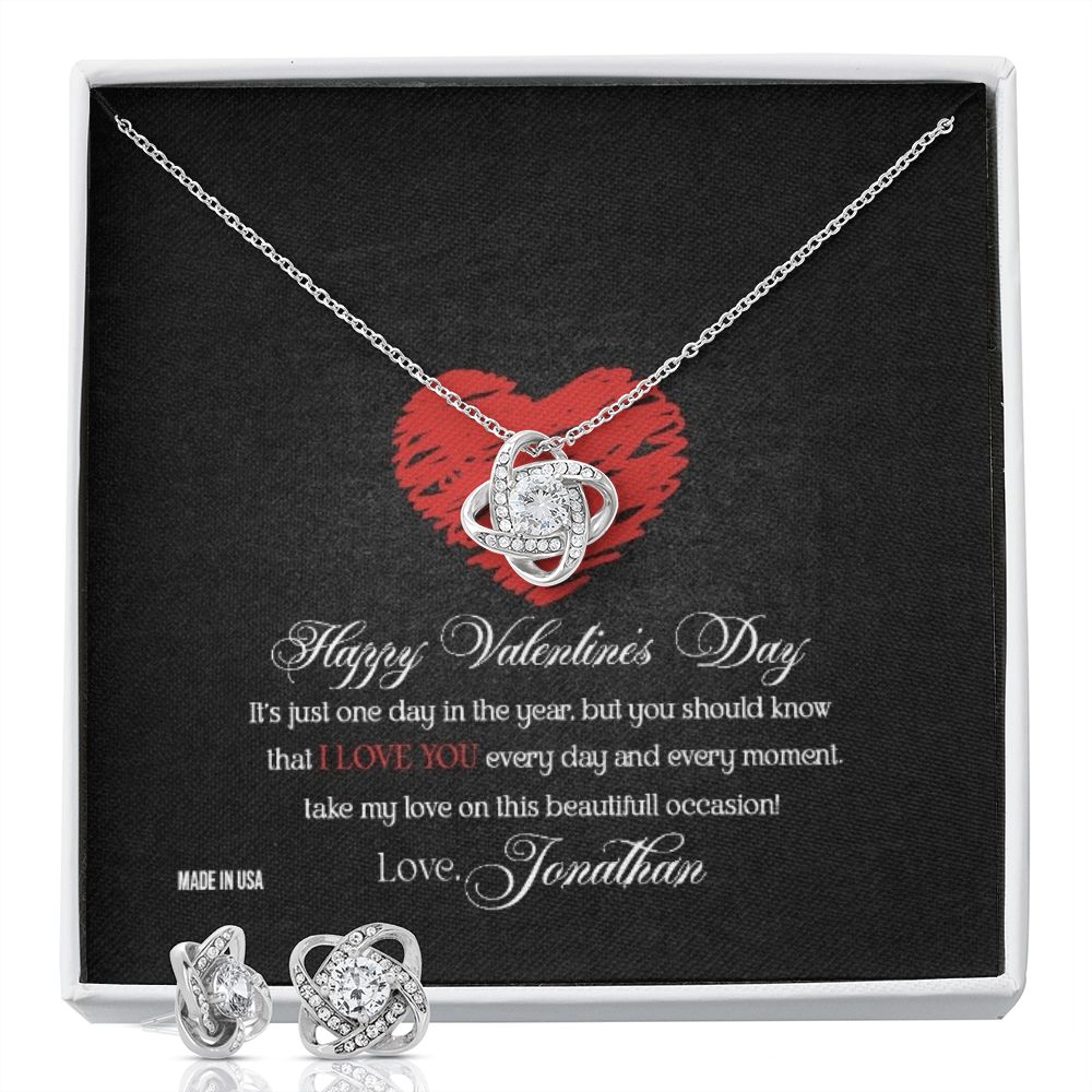 Custom Name Happy Valentine's Day 14k White Gold Pendant Necklace Jewelry Gift for Girlfriend Wife Fiancee Woman Girl - Delicate Leather