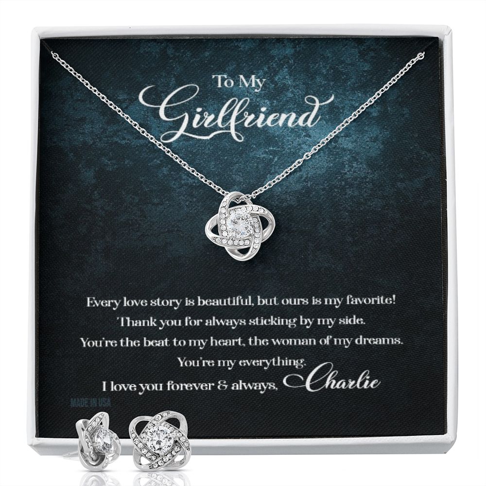 Custom To My Girlfriend Every Love Story Is Beautiful 14k White Gold Pendant Necklace Jewelry Gift For Girlfriend Mother day - Delicate Leather