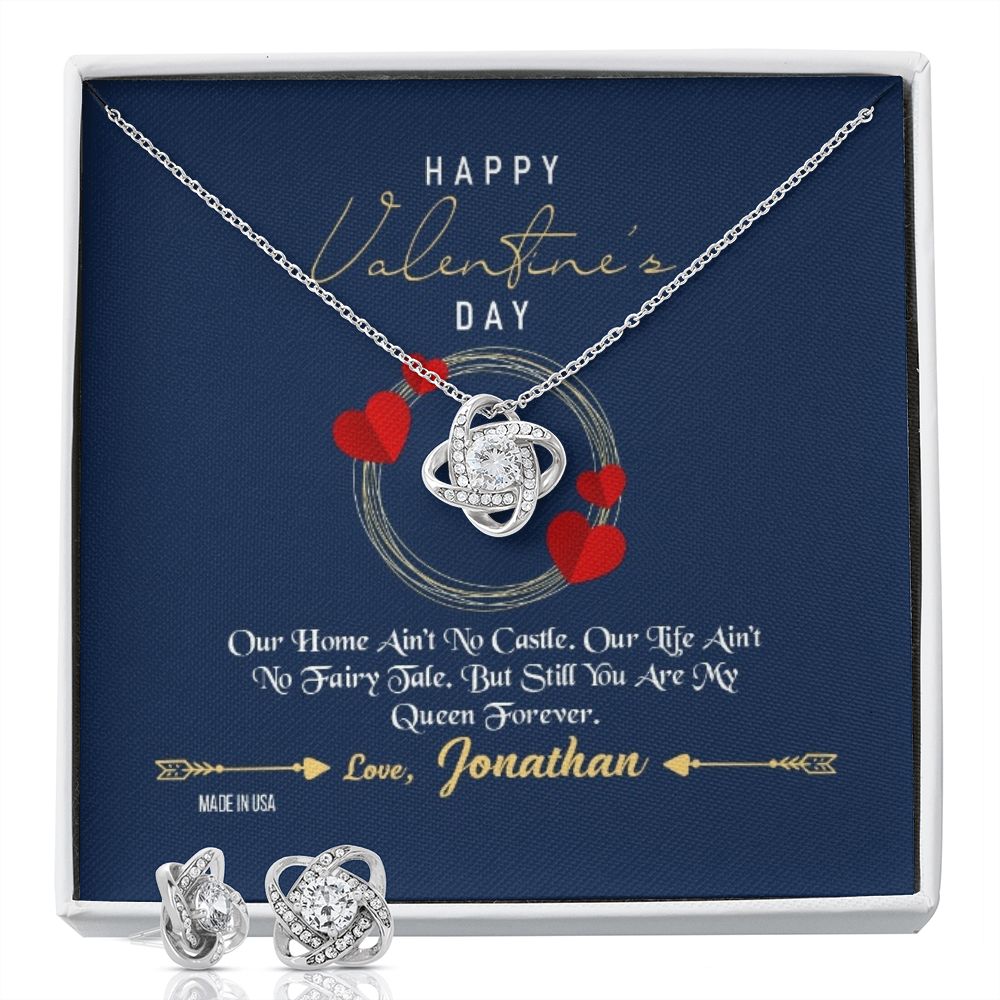 Custom Name To My Wife Happy Valentines Day 14k White Gold Pendant Chain Necklace Jewelry Gift for Wife Fiancee Woman - Delicate Leather