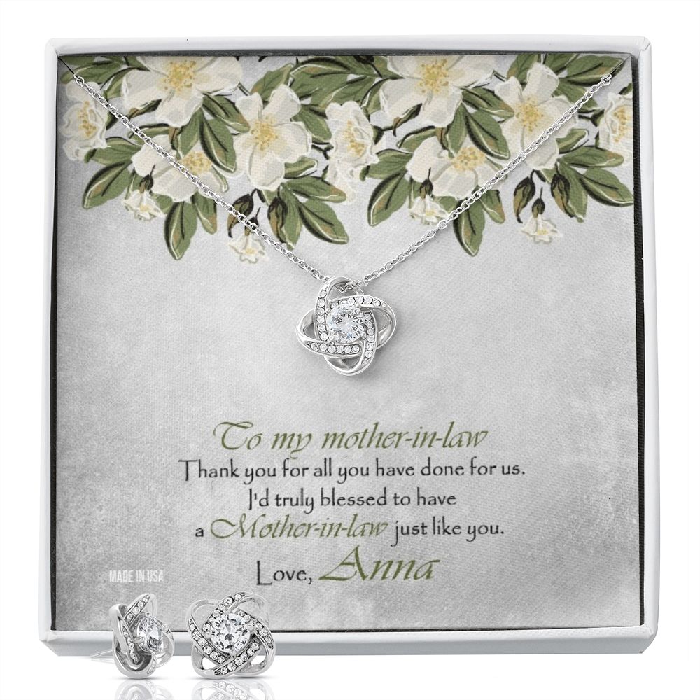 Custom Mother In Law 14k White Gold Interlocking Heart Pendant Necklace Jewelry Gifts For Mom Wife Grandma Auntie Mother Day - Delicate Leather