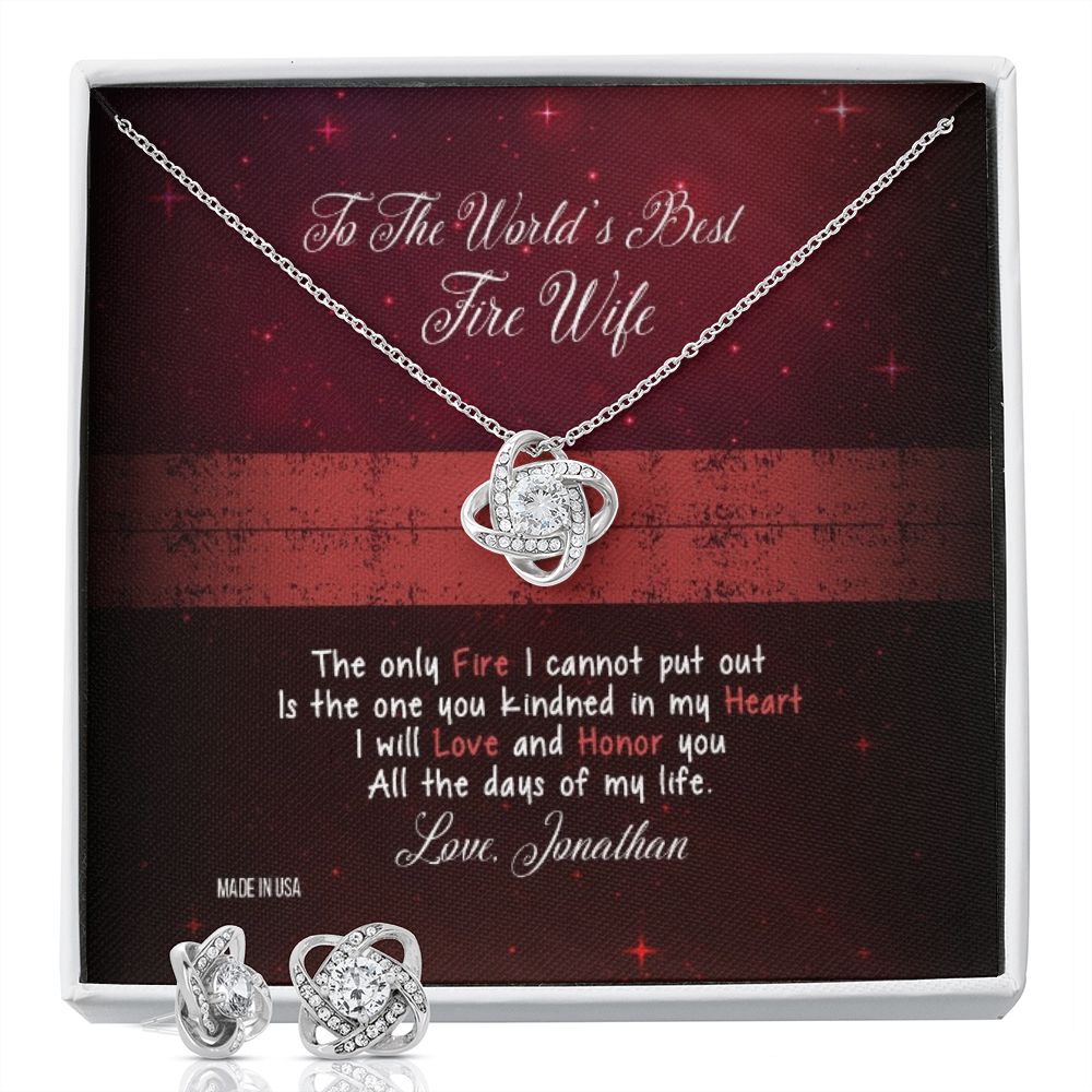 Custom Name To My Fireman Wife 14k White Gold Pendant Chain Necklace Jewelry with Message Card Gift for Wife Fiancee Woman Mother Day - Delicate Leather