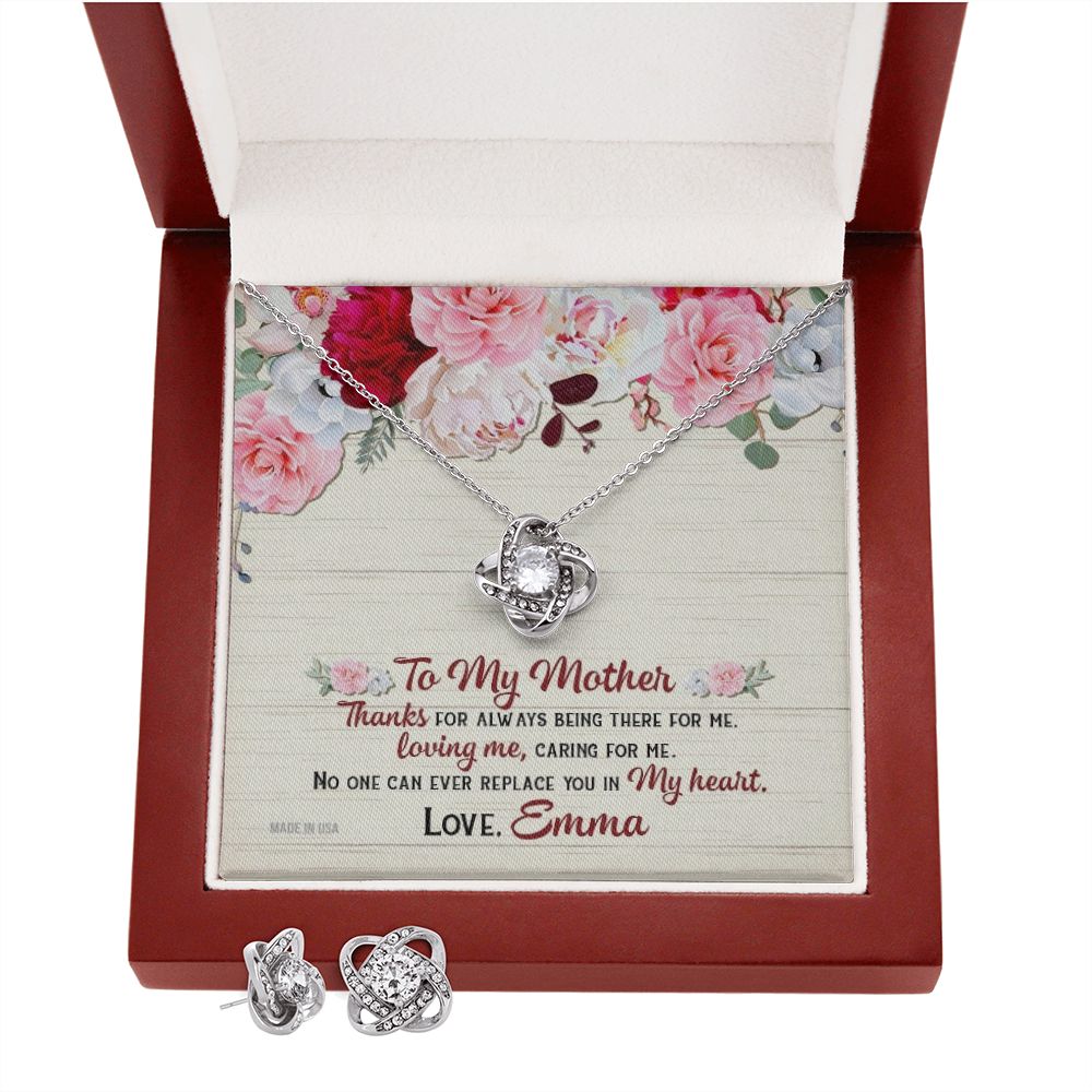 Custom No One Can Ever Replace You In My Heart Mothers Day Ideas 14k White Gold Interlocking Heart Pendant Necklace Jewelry Gifts For Mom Wife Grandma Auntie - Delicate Leather