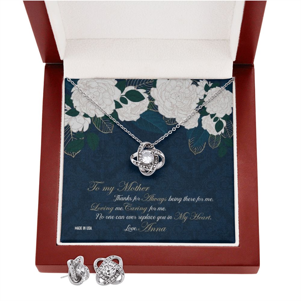 Custom Happy Mothers Day 01 14k White Gold Interlocking Heart Pendant Necklace Jewelry Gifts For Mom Wife Grandma Auntie - Delicate Leather