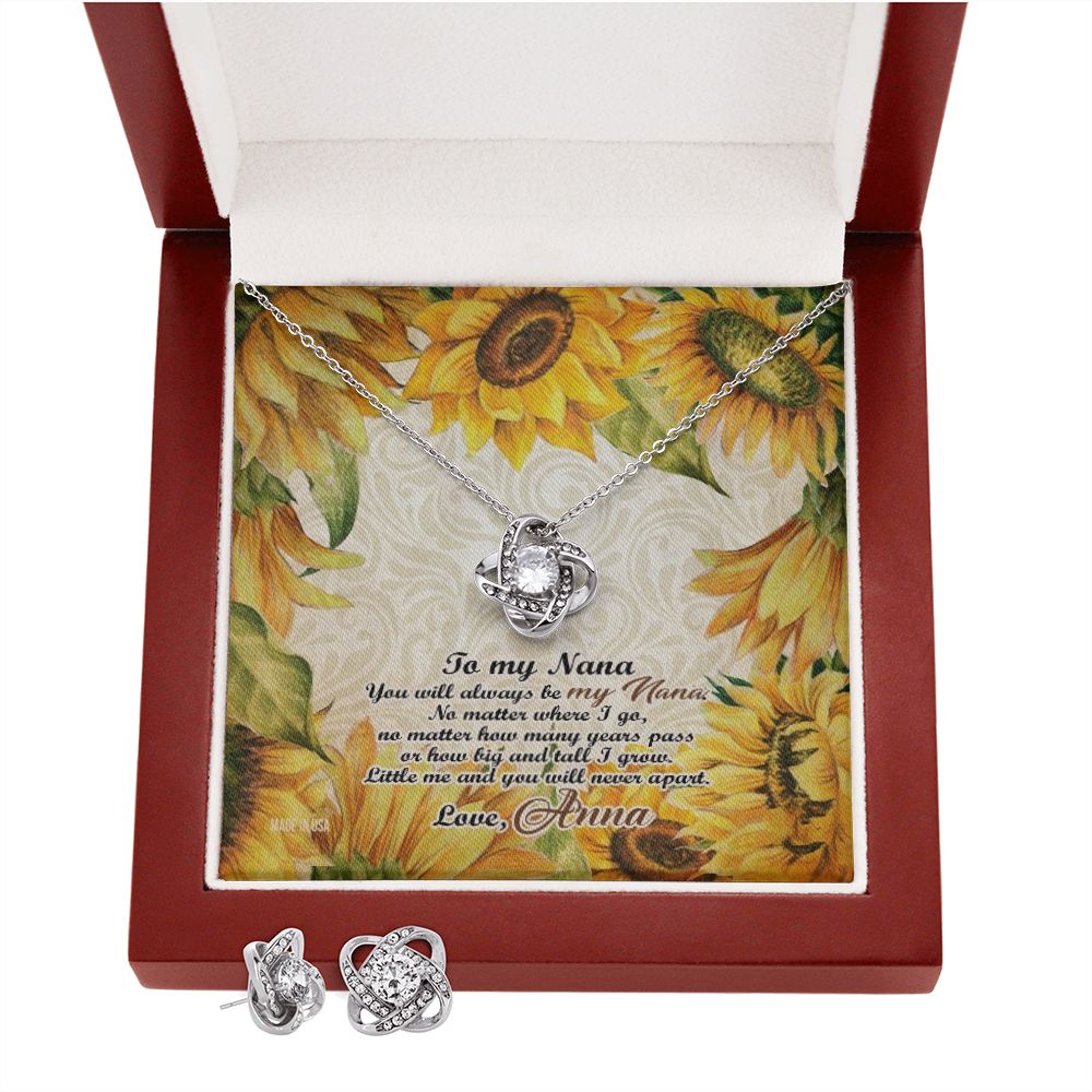 Custom Nana Sunflower Mothers Day Ideas 14k White Gold Interlocking Heart Pendant Necklace Jewelry Gifts For Mom Wife Grandma Auntie - Delicate Leather