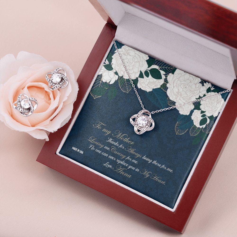 Custom Happy Mothers Day 01 14k White Gold Interlocking Heart Pendant Necklace Jewelry Gifts For Mom Wife Grandma Auntie - Delicate Leather