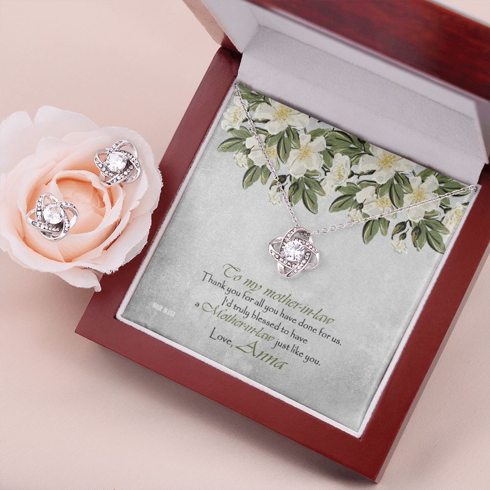 Custom Mother In Law 14k White Gold Interlocking Heart Pendant Necklace Jewelry Gifts For Mom Wife Grandma Auntie Mother Day - Delicate Leather