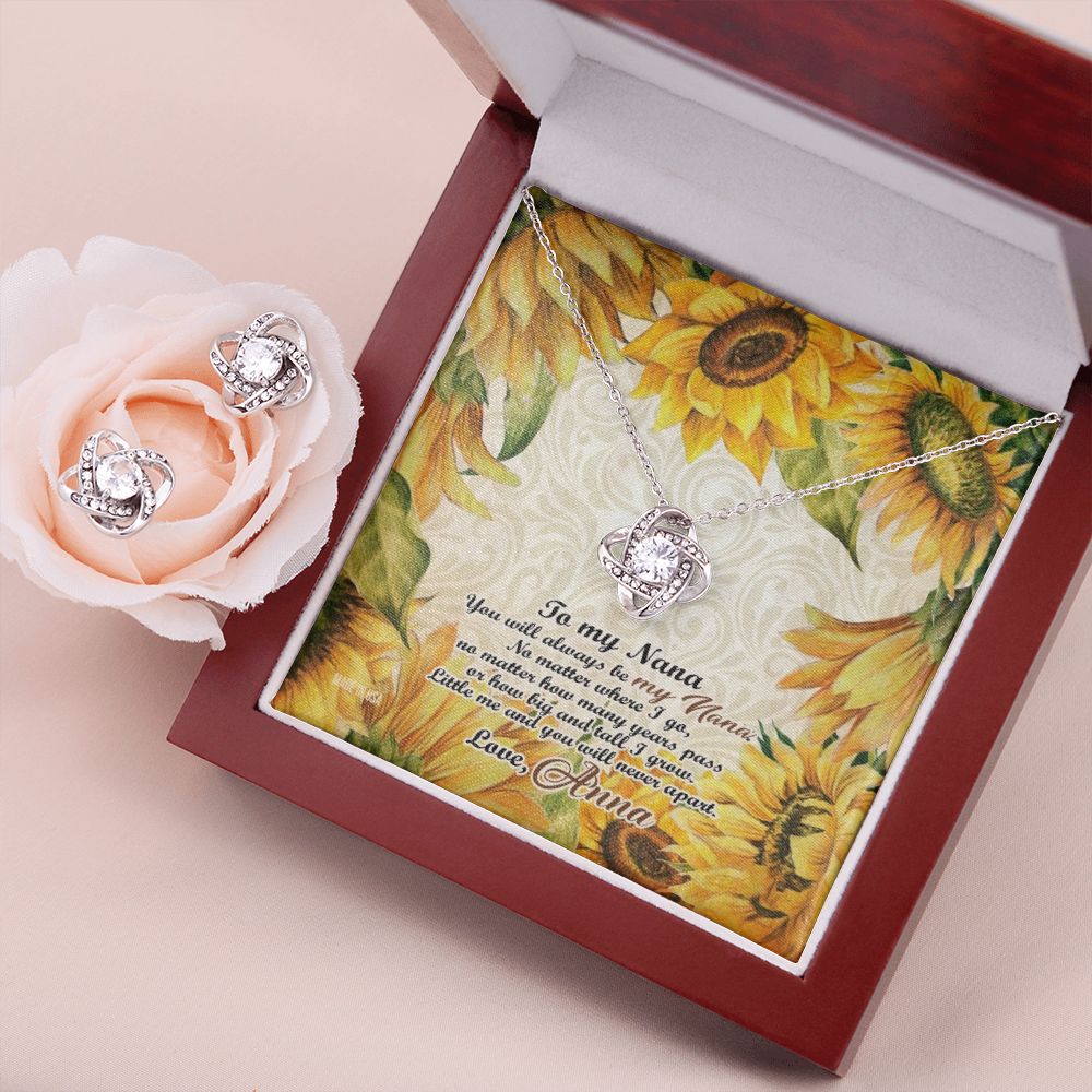 Custom Nana Sunflower Mothers Day Ideas 14k White Gold Interlocking Heart Pendant Necklace Jewelry Gifts For Mom Wife Grandma Auntie - Delicate Leather