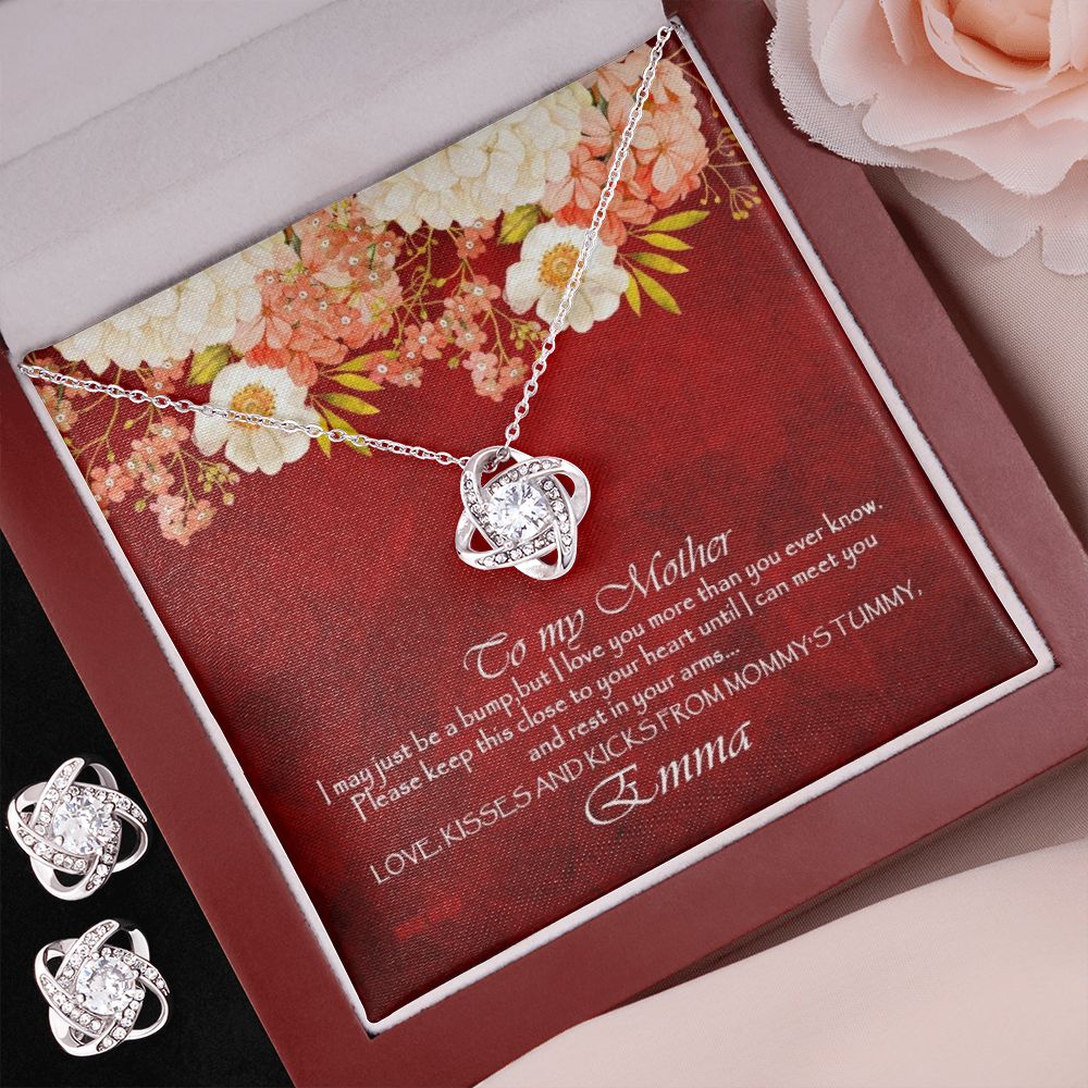 Custom I May Just Be A Bump Mothers Day Ideas 14k White Gold Interlocking Heart Pendant Necklace Jewelry Gifts For Mom Wife Grandma Auntie - Delicate Leather
