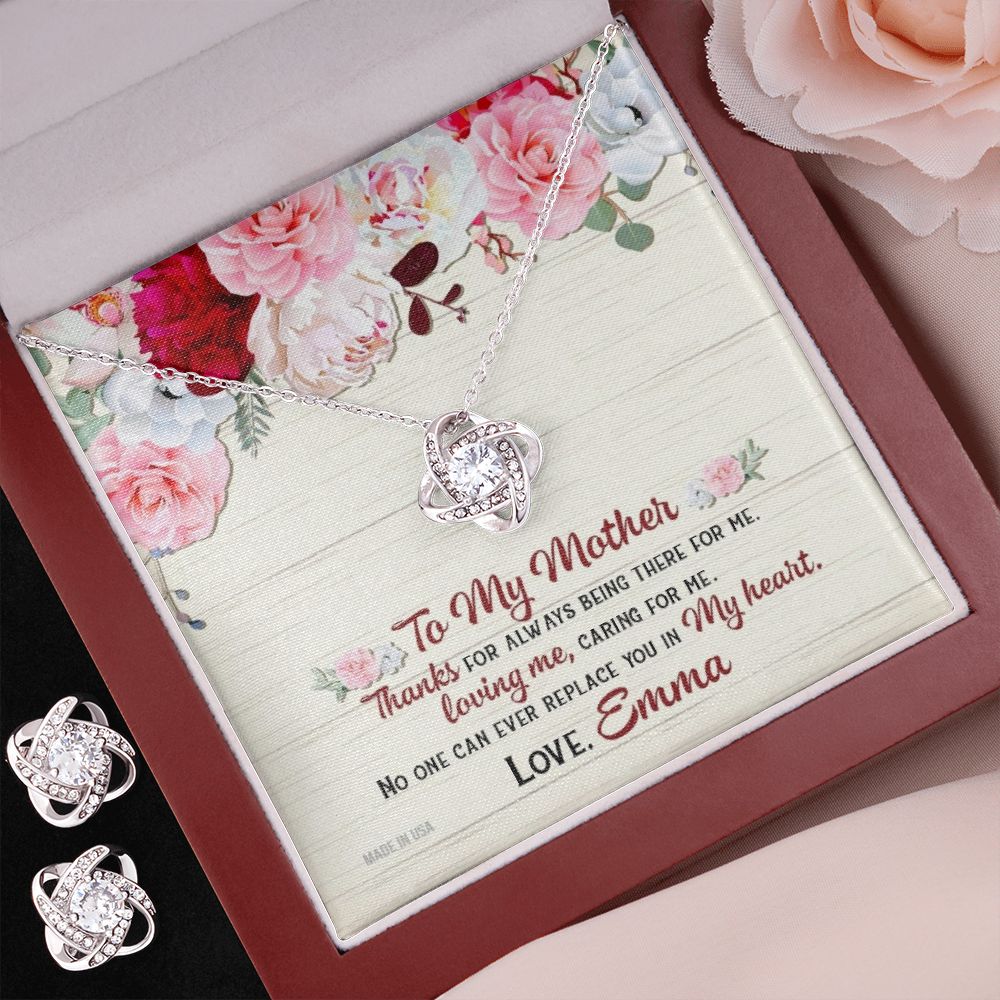 Custom No One Can Ever Replace You In My Heart Mothers Day Ideas 14k White Gold Interlocking Heart Pendant Necklace Jewelry Gifts For Mom Wife Grandma Auntie - Delicate Leather