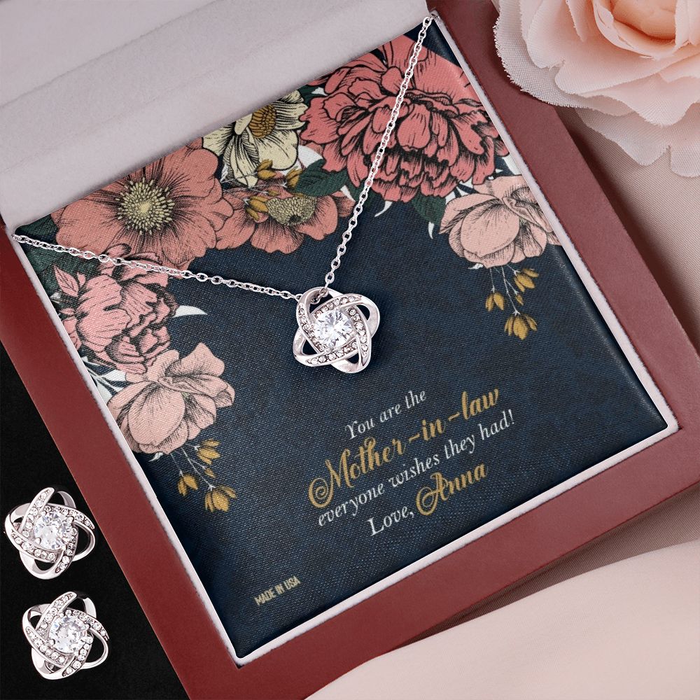 Custom Happy Mothers Day 14k White Gold Interlocking Heart Pendant Necklace Jewelry Gifts For Mom Wife Grandma Auntie