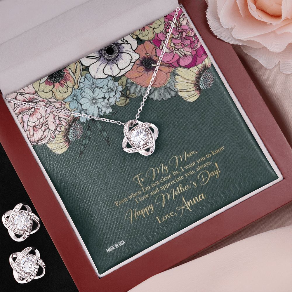 Custom Happy Mothers Day 03 14k White Gold Interlocking Heart Pendant Necklace Jewelry Gifts For Mom Wife Grandma Auntie - Delicate Leather