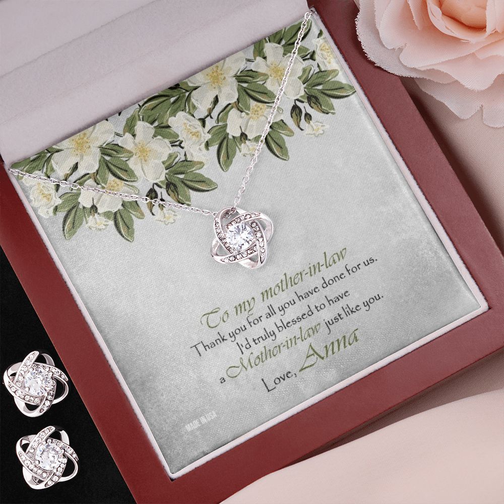 Custom Mother In Law 14k White Gold Interlocking Heart Pendant Necklace Jewelry Gifts For Mom Wife Grandma Auntie Mother Day - Delicate Leather