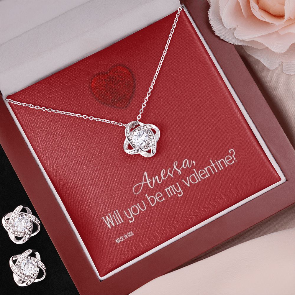 Custom Name To My Girl Friend Will You Be My Valentine 14k White Gold Pendant Chain Necklace Jewelry with Message Card Gift for Girlfriend Wife Fiancee Woman Girl - Delicate Leather