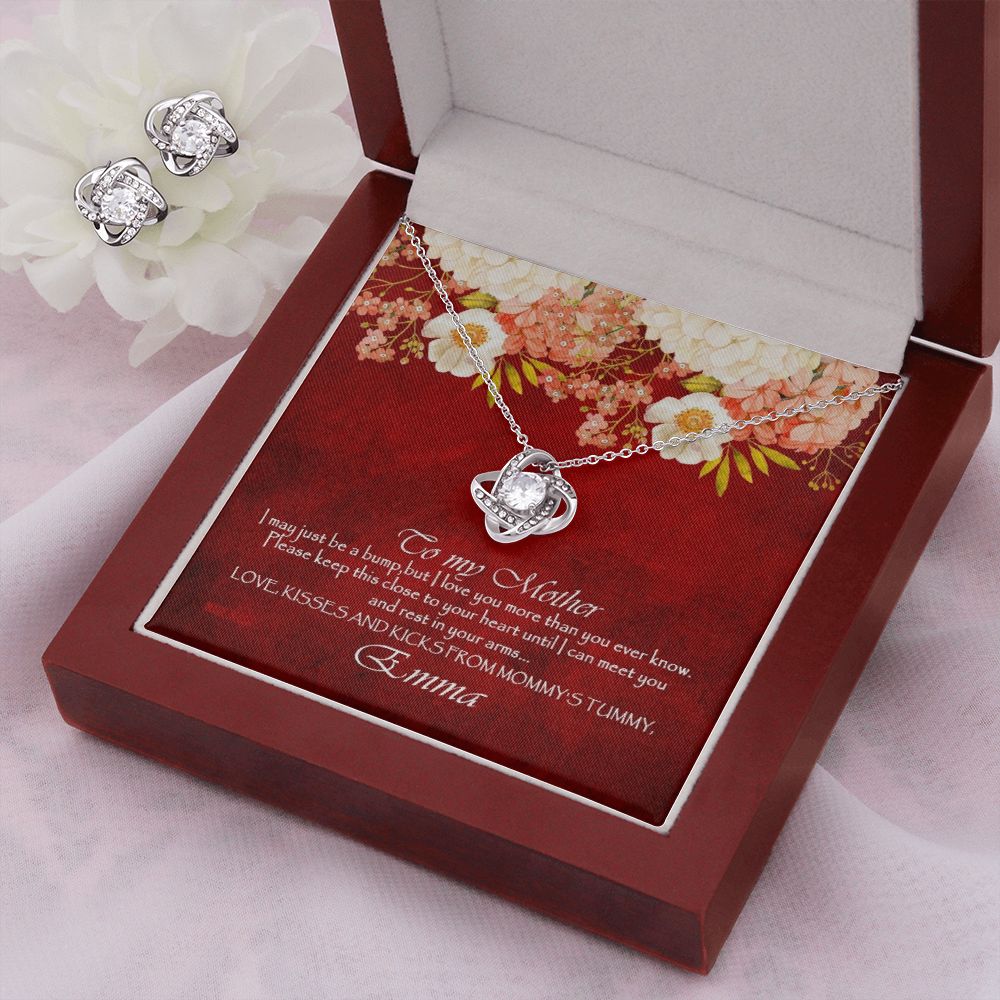 Custom I May Just Be A Bump Mothers Day Ideas 14k White Gold Interlocking Heart Pendant Necklace Jewelry Gifts For Mom Wife Grandma Auntie - Delicate Leather