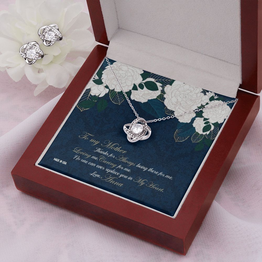 Custom Happy Mothers Day 01 14k White Gold Interlocking Heart Pendant Necklace Jewelry Gifts For Mom Wife Grandma Auntie - Delicate Leather