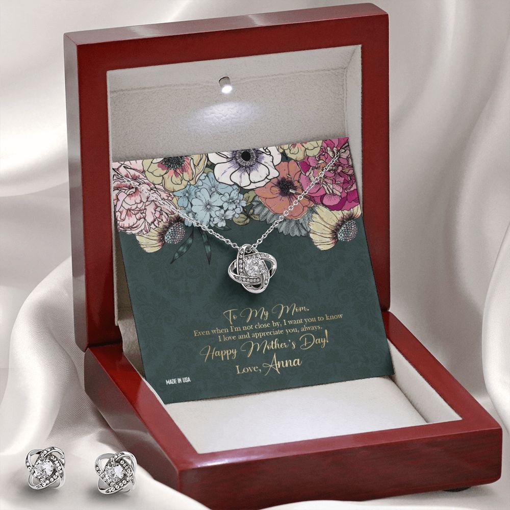 Custom Happy Mothers Day 03 14k White Gold Interlocking Heart Pendant Necklace Jewelry Gifts For Mom Wife Grandma Auntie - Delicate Leather
