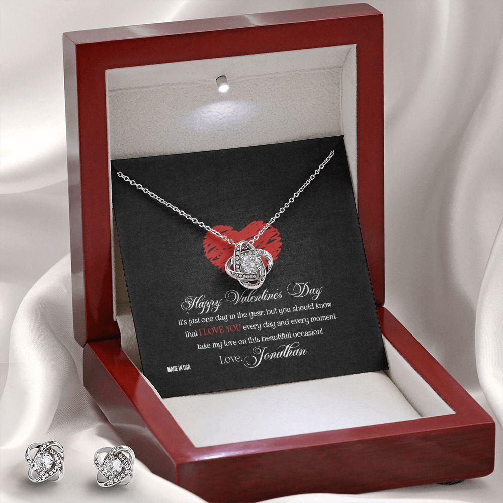 Custom Name Happy Valentine's Day 14k White Gold Pendant Necklace Jewelry Gift for Girlfriend Wife Fiancee Woman Girl - Delicate Leather