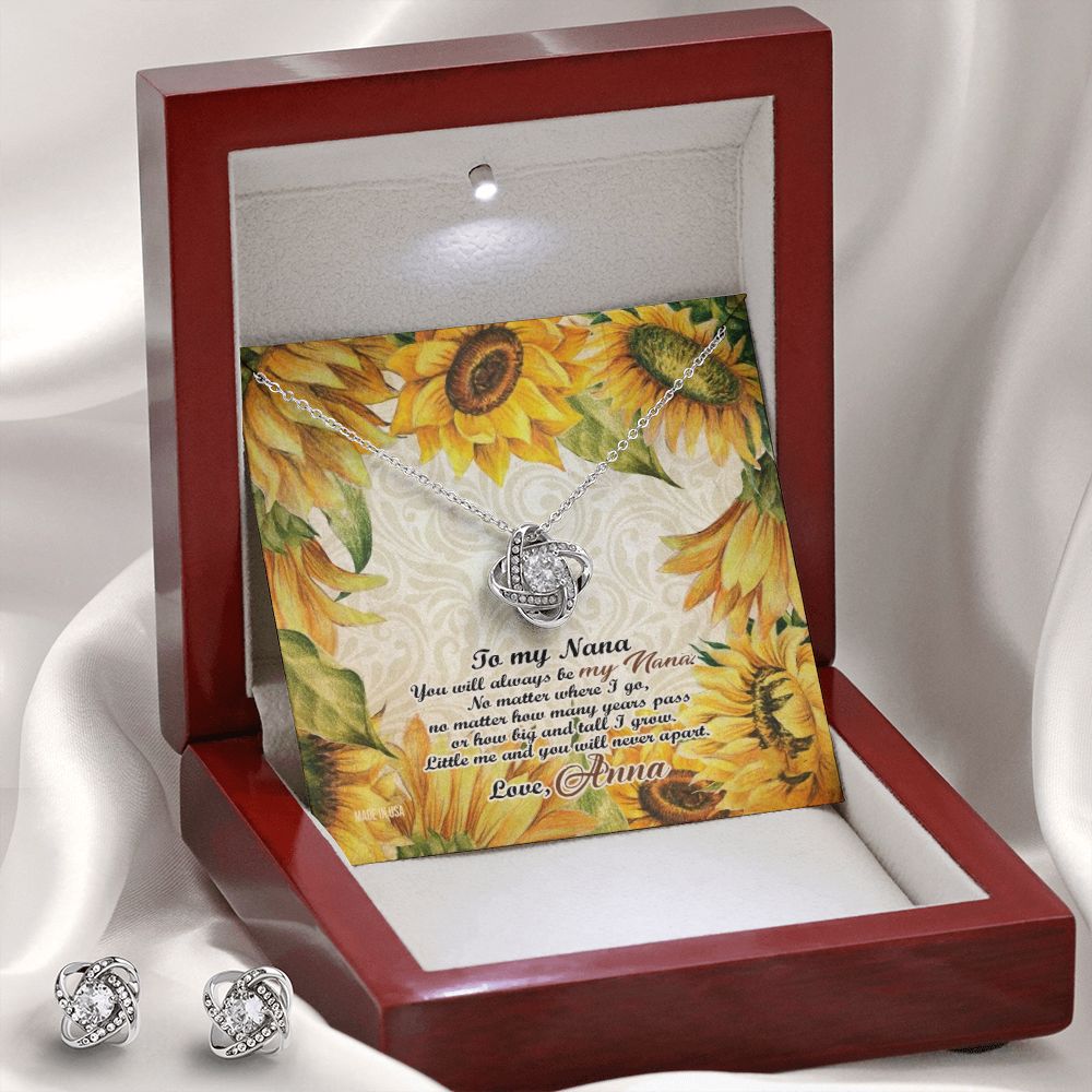 Custom Nana Sunflower Mothers Day Ideas 14k White Gold Interlocking Heart Pendant Necklace Jewelry Gifts For Mom Wife Grandma Auntie - Delicate Leather
