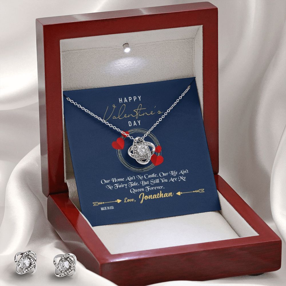Custom Name To My Wife Happy Valentines Day 14k White Gold Pendant Chain Necklace Jewelry Gift for Wife Fiancee Woman - Delicate Leather