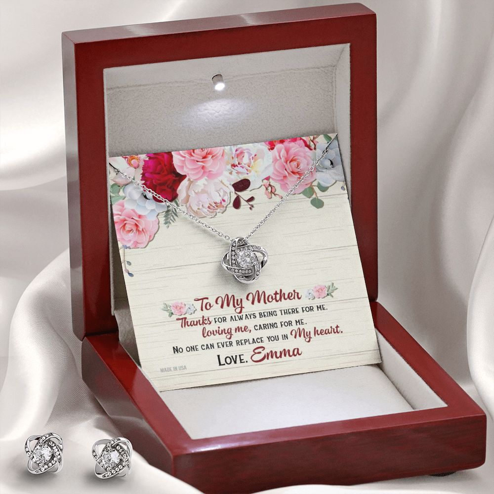Custom No One Can Ever Replace You In My Heart Mothers Day Ideas 14k White Gold Interlocking Heart Pendant Necklace Jewelry Gifts For Mom Wife Grandma Auntie - Delicate Leather