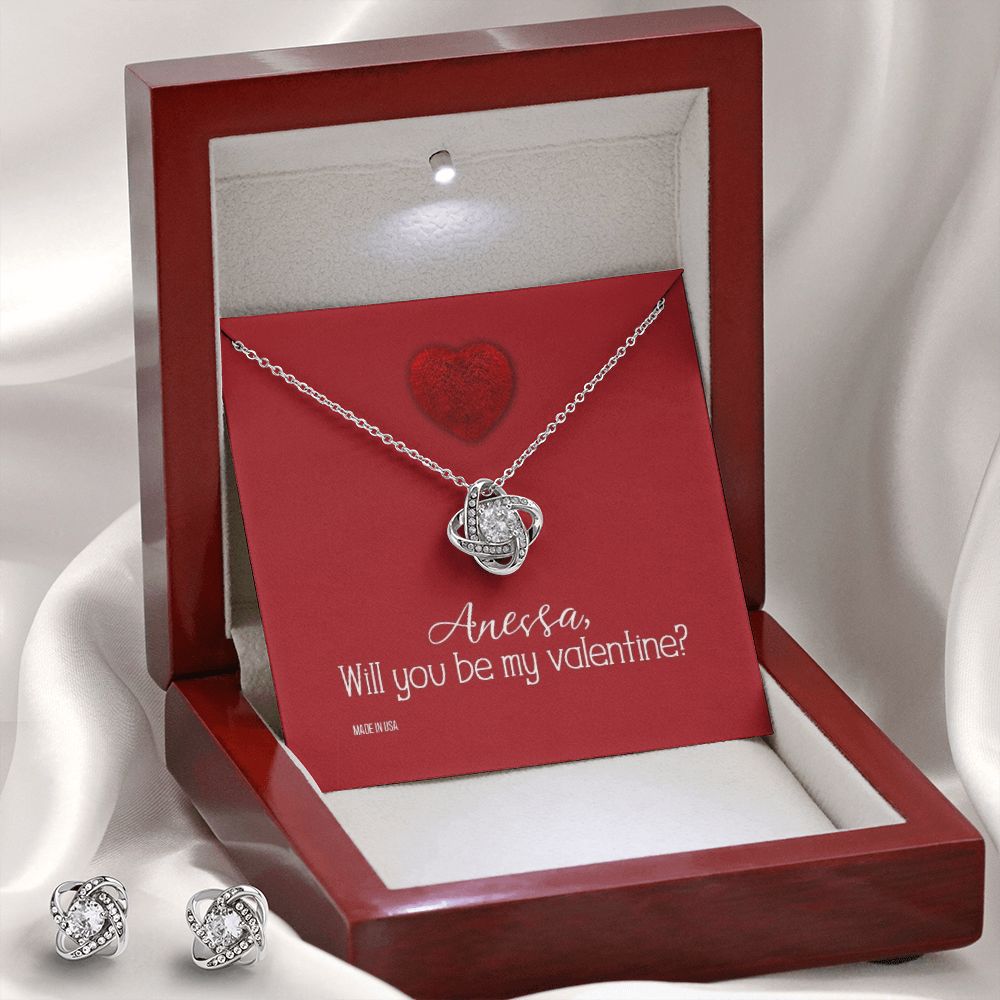 Custom Name To My Girl Friend Will You Be My Valentine 14k White Gold Pendant Chain Necklace Jewelry with Message Card Gift for Girlfriend Wife Fiancee Woman Girl - Delicate Leather