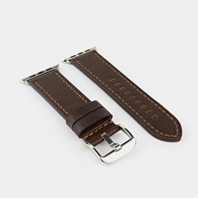 Leather Compatible With Apple Watch Strap | Morden | Dark Brown Delicate Leather