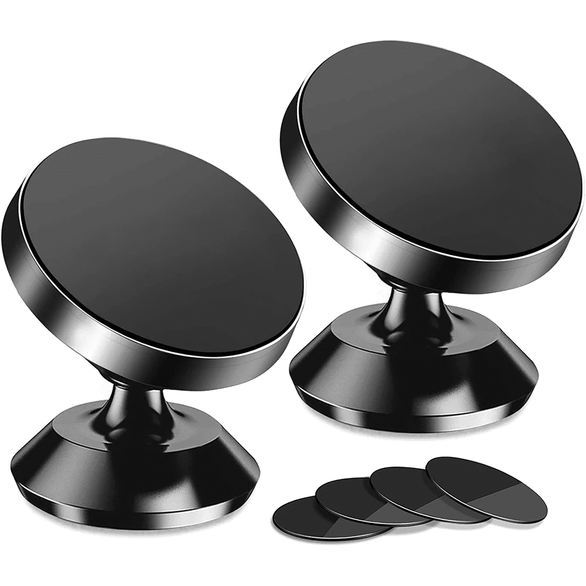 Custom Text Magnetic Phone Mount, Super Strong Magnet with 4 Metal Plate, Car Magnetic Phone Holder, 360° Rotation, Universal Dashboard car Mount Fits All Cell Phones, Set of 2 - Delicate Leather