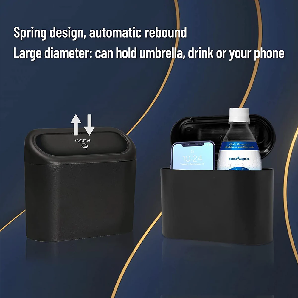 Custom Text and Logo Car Trash Can, Fit with all car, Mini Car Accessories with Lid and Trash Bag, Cute Car Organizer Bin, Small Garbage Can for Storage and Organization - Delicate Leather