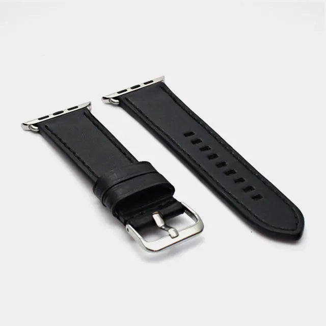 Leather Compatible With Apple Watch Strap | Morden | Black Delicate Leather