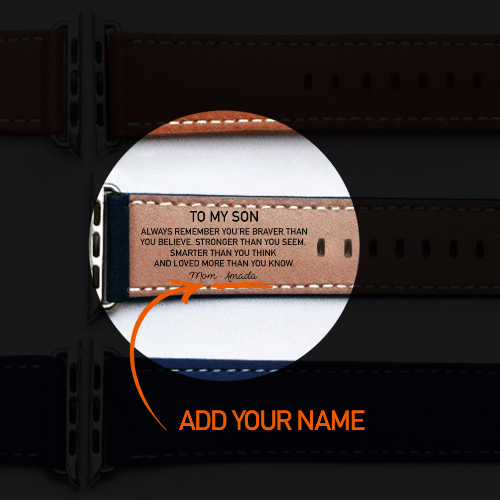 Custom Name Compatible With Apple Strap Leather | Cow Leather | For Son - 1 Delicate Leather