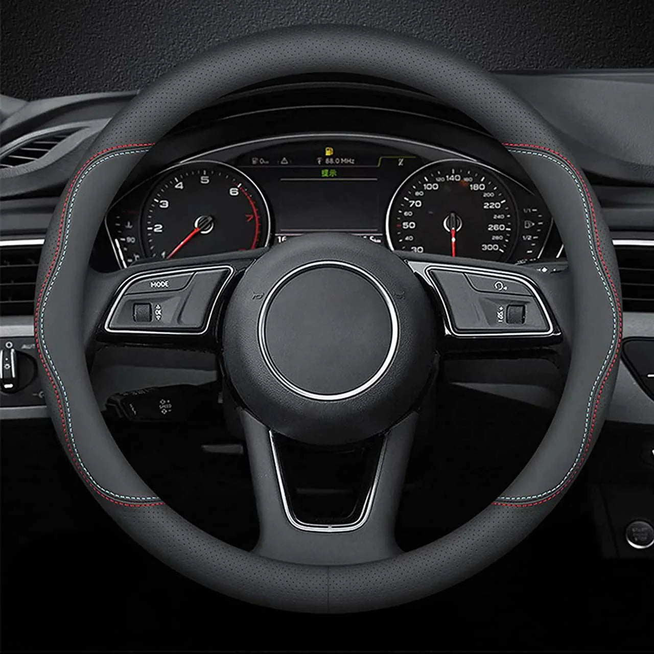 Leather steering wheel cover