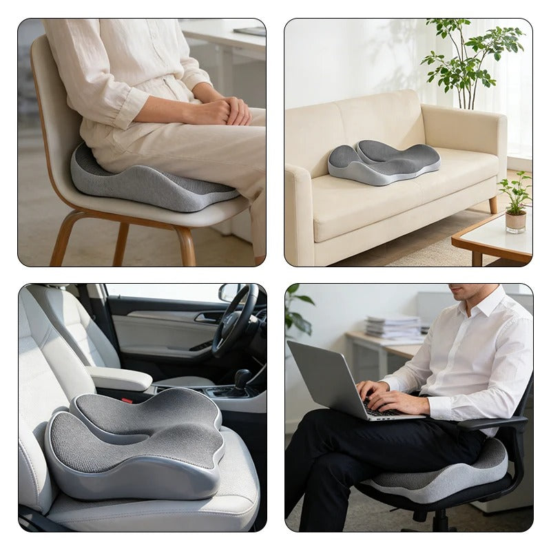 Portable Memory Foam Car Seat Cushion – Ergonomic Slow Rebound Breathable Seat Pad - Delicate Leather