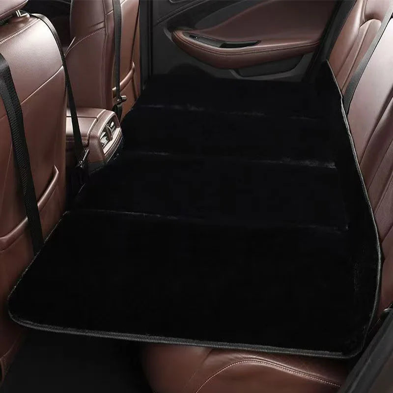 Plush Car Folding Travel Mattress – Rear Seat Sleeping Pad for SUV and Sedan, Portable Camping Mat - Delicate Leather  