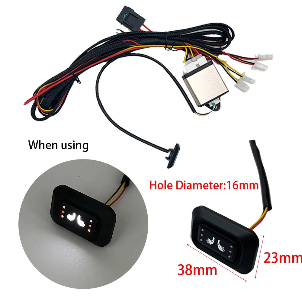 Universal 2-Seat Car Heater Kit – Alloy Wire & Carbon Fiber Heating Pads with 3-Level Control Switch - Delicate Leather