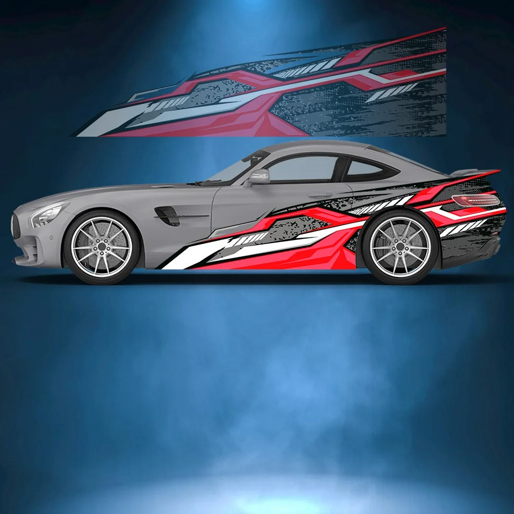 Geometric Line Car Side Vinyl Decal – Motorsport Exterior Graphic Sticker - Delicate Leather