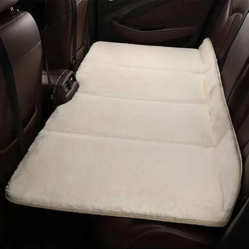 Plush Car Folding Travel Mattress – Rear Seat Sleeping Pad for SUV and Sedan, Portable Camping Mat - Delicate Leather  