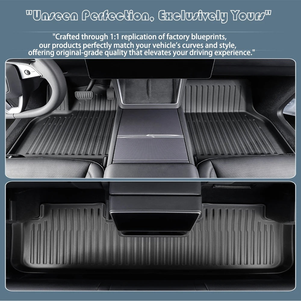 TPE Floor & Trunk Mats for Tesla Model Y Juniper 2025+ – Waterproof, All-Weather Car Accessories - Delicate Leather  