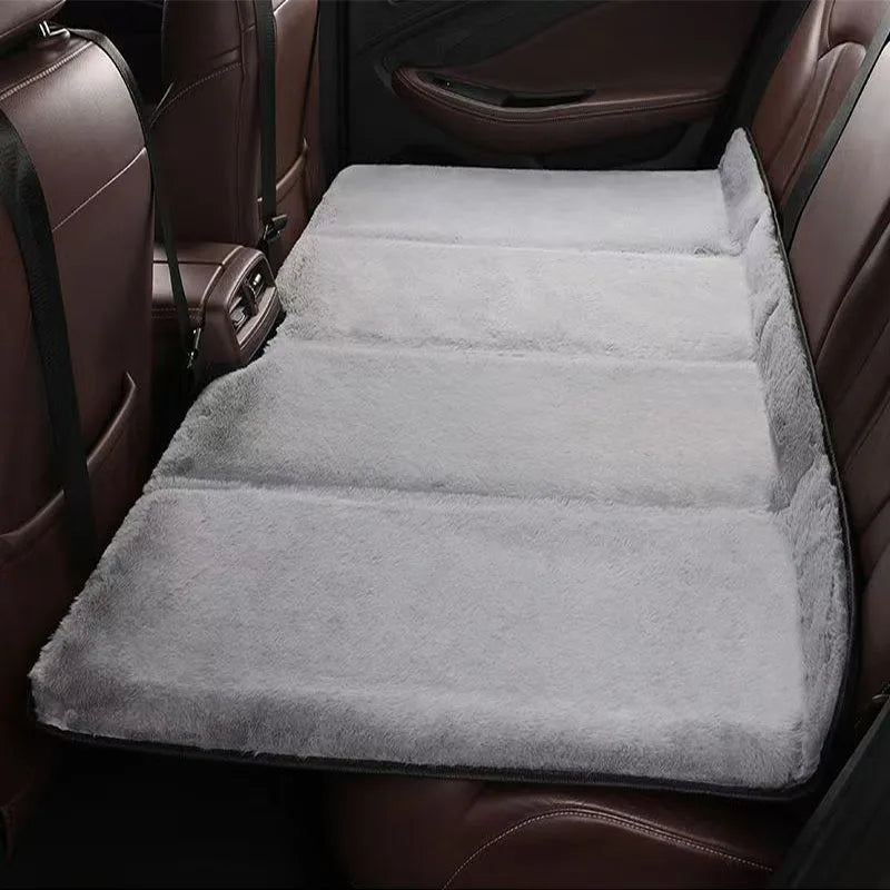 Plush Car Folding Travel Mattress – Rear Seat Sleeping Pad for SUV and Sedan, Portable Camping Mat - Delicate Leather  
