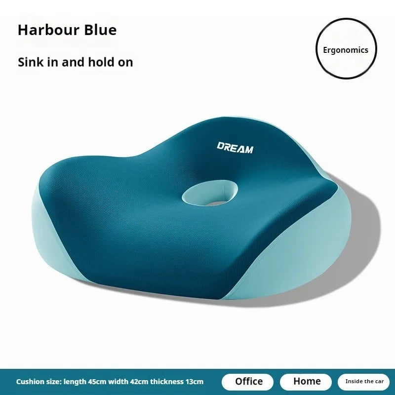 Memory Foam Office Chair Seat Cushion – Comfortable Donut Pillow with Washable Cover for Office, Home & Car - Delicate Leather