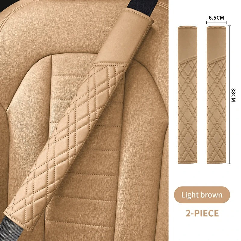 2 PCS Universal Leather Seat Belt Covers – Anti-Slip Shoulder Pads for Car Interior Accessories - Delicate Leather  