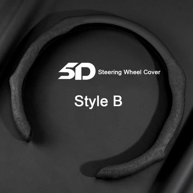 Leather Steering Wheel Cover – 38cm Universal Non-Slip Breathable Design for Cars and SUVs - Delicate Leather  